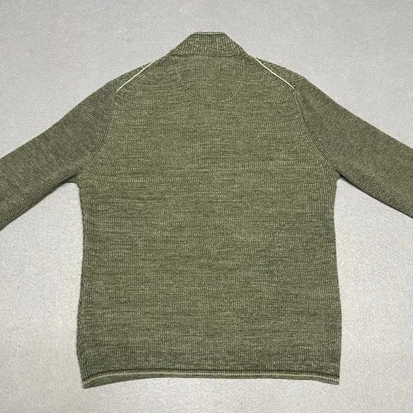 Tommy Bahama Sweater Mens Medium Green  Herringbone Knit Pima Cotton 1/4 Zip - Picture 7 of 11